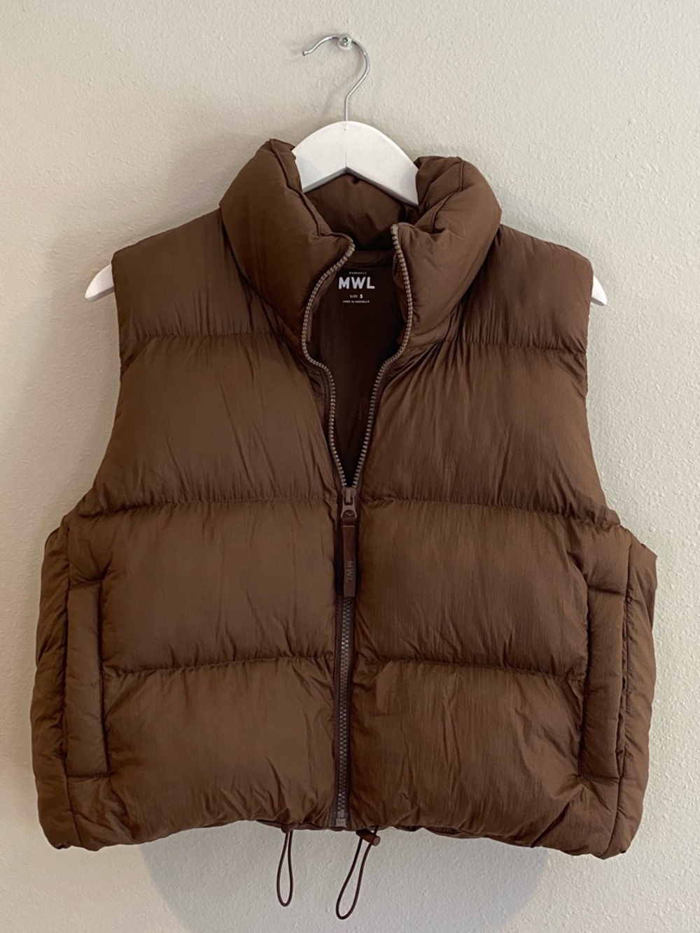 Madewell MWL Brown Quilted Puffer Vest Insulated Size Small Gorpcore PrimaLoft